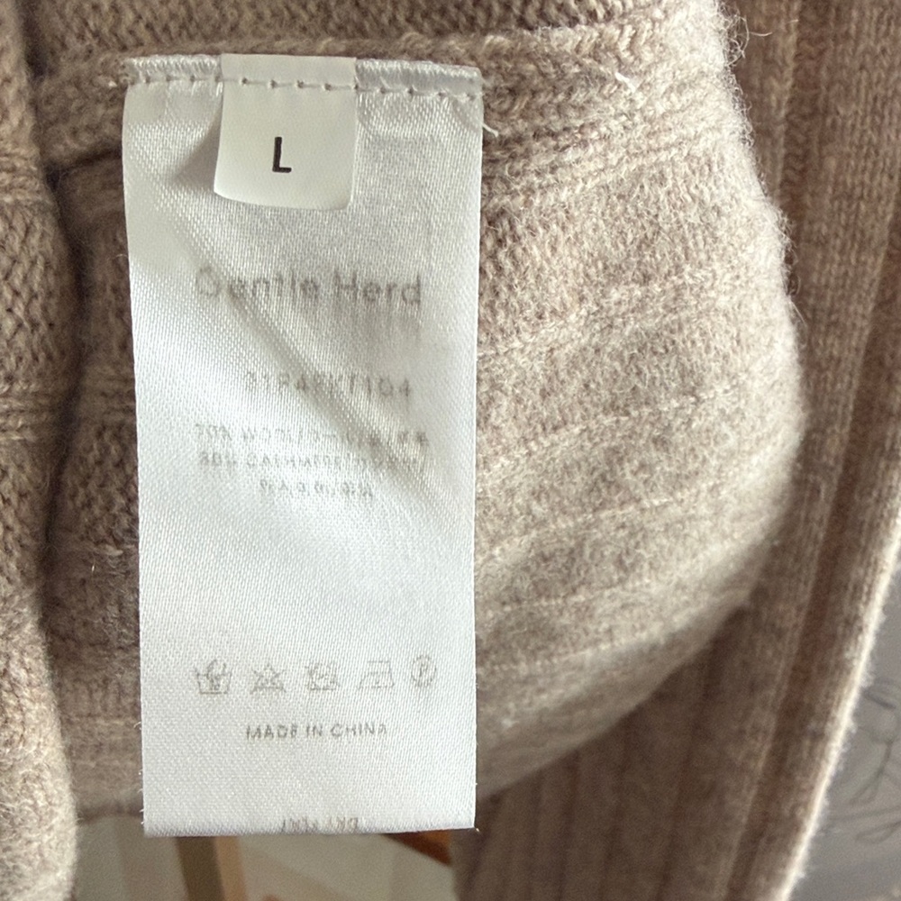 Gentle Herd Ribbed Collared Sweater Taupe Wool Blend Pullover Size L - Picture 13 of 14